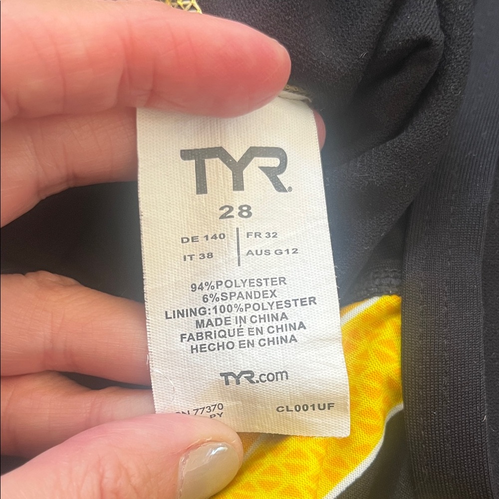 TYR Black and Yellow Swimwear